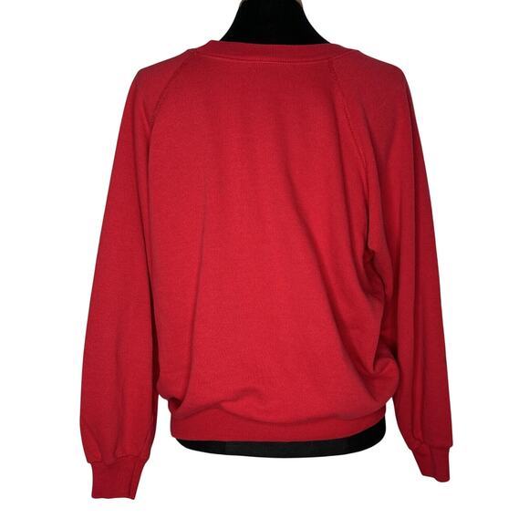 Vintage Hanes Christmas Red Medium Sweatshirt Snowflakes Holidays 90s USA Winter - Picture 2 of 8